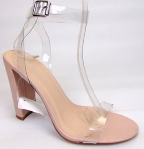 Qupid Clear Strappy Block High Heel Evening Sandals Women's Size 6.0 M, NEW - Picture 1 of 13