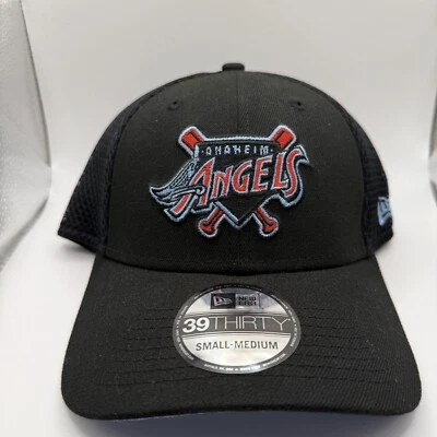 New Era 39Thirty Anaheim Angels Stretch-Fit Hat Size Small/Medium Black Mesh New - Image 1 of 4