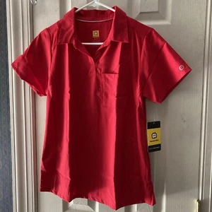 New W123 by WonderWink 6955 Women's V-Neck Collared Solid Red Scrub Top SZ Small - Picture 1 of 14