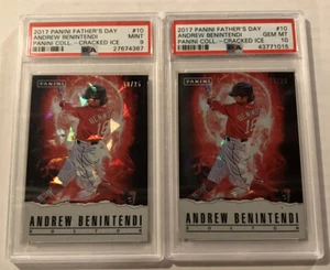 (2) 2017 Panini Fathers Cracked Ice /25 Andrew Benintendi #10 Rookie PSA 10 & 9 - Picture 1 of 2