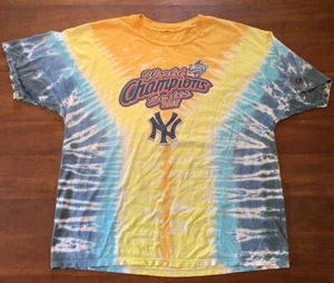 VTG 90s NEW YORK YANKEES WORLD SERIES TIE-DYE T-Shirt XL Jeter Champion - Picture 1 of 4
