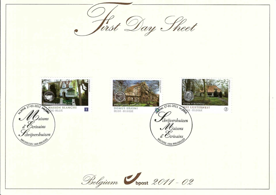 [FDS335] Belgium FDS 2011-02 Literature Architecture First Day Sheet SUPERB - Image 1 of 1