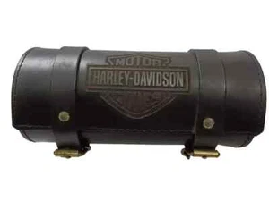Tool Roll Bag Black Color Pure Leather Fit For Harley Davidson Motorcycle - Foto 1 di 4
