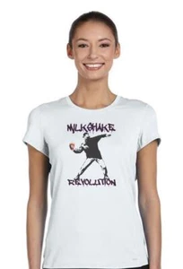 Damen-T-Shirt Banksy Milkshake Revolution Protest Graffiti Street Art Lady Fit - Bild 1 von 8