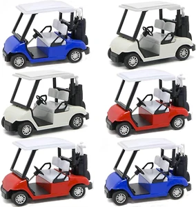 6 Pack: Diecast Golf Carts Toy with Clubs, Alloy Metal Mini Model 1:20 Scale Gol - Picture 1 of 7