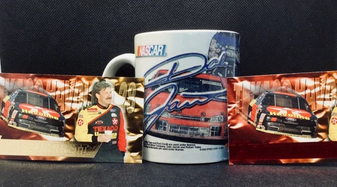 Dale Jarrett NASCAR Coffee Cup Mug, Plus 2 1995 Press Pass Optima XL Cards Cover