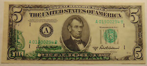 Series 1950-B $5.00 FRN Offset Printing Error - Nice Crisp Note - FREE SHIPPING