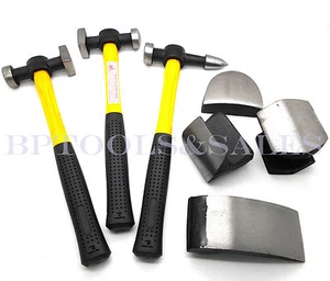7 Pc Auto Body Fiberglass Fender Repair Tool Hammer Dolly Dent Bender Auto Kit - Picture 1 of 1