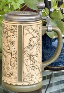 Vintage Gerzit Beer #36 Stein, Gerz Stein, coperchio in latta, Germania Ovest, pre-1990 - Foto 1 di 5