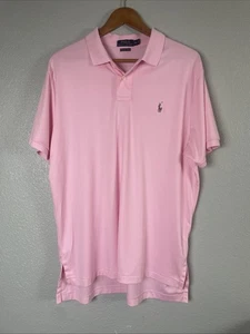 Polo Ralph Lauren Polo Shirt Men's Large Pink Pony Logo Pima Soft Touch Sz XL - Picture 1 of 8