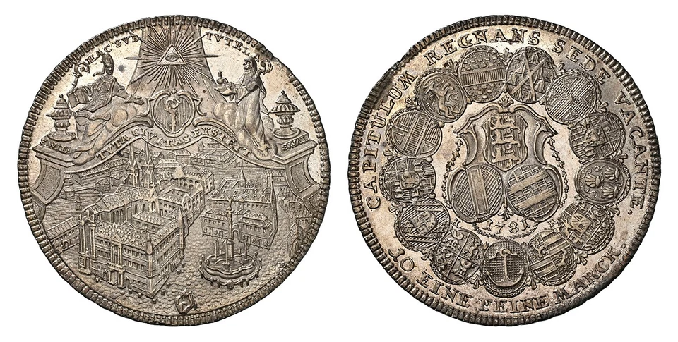 ALEMÁN ST. Eichstatt. 1781 KR/OE AR Thaler. NGC MS64 City view KM 90; Dav.-2210 Foto 1 de 1