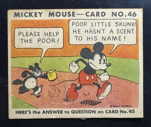 1935 Mickey Mouse Gum Card R89 - Early Disney #46 Skunk - Picture 1 of 2