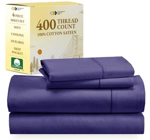 California Design Den Softest 100% Cotton Sheets, Full Size Sheet Sets, 4 Pc, - Picture 1 of 8