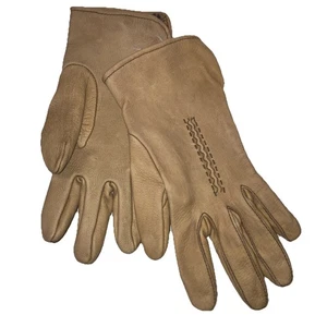 Vintage Leder Wildleder Rehkitz braun hellbraun dick weich Herbst Winter Handschuhe Damen klein - Bild 1 von 13