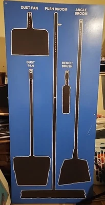  5S Metal BRUSH BROOM DUST PAN SHADOW BOARD BLUE  - Image 1 of 4