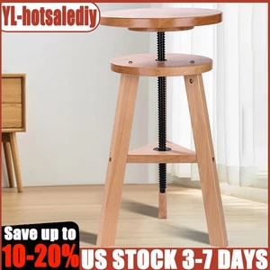 Wooden Adjustable Height Stool Drafting Stool Chair Swivel Backless Bar Stool US - Picture 1 of 24