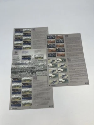 Марочный лист USPS 1861 1863 1864 THECIVIL WAR A Nation Touched With Fire Forever - Изображение 1 из 4