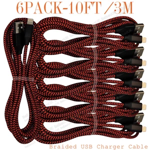 6Pack 10FT Phone Adapter Data Cord For iPhone 6 7 8 X 11 12 13 14 Charger Cable - Picture 1 of 8