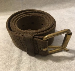 Burton Genuine Leather Belt Mens Size Medium 36-38” VTG Brown Brass Buckle - Picture 1 of 10