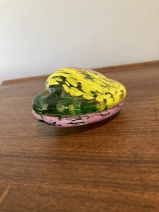 Kunst Glas Muschel Muschel Briefbeschwerer Rosa Gelb Grün Klar Ozean Strand Haus - Bild 1 von 12