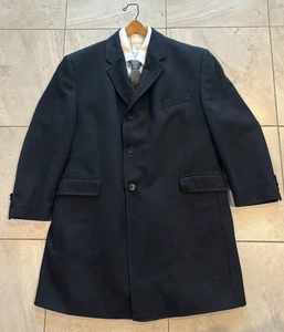 Alexandre of London Black Wool Cashmere Car Trench Overcoat Men's 58 EU, 48R US - Picture 1 of 7