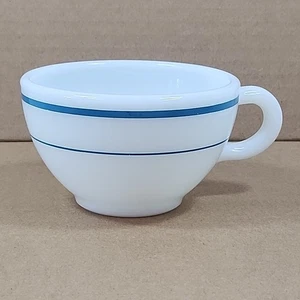 Vintage Pyrex Corning 701 Blue Band Milk Glass Mug Blue Stripes Teacup Coffee - Picture 1 of 6