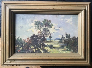 Oil Painting Signed Josef We Nature Summer Voralpen Landscape Mountains Bushes - Picture 1 of 7