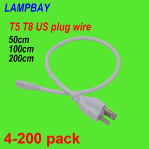 LED T5 T8 Integrated Tube Cable US Plugs 50cm 100cm 200cm Wire 3 Pin Power Cords - Picture 1 of 4