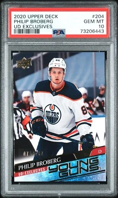 2020-21 UD PHILIP BROBERG RC YOUNG GUNS EXCLUSIVES ROOKIE GEM MINT PSA 10!!! - Image 1 of 2