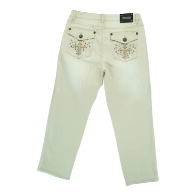 Pantalones de mezclilla para mujer LUX Nat 30/10 tiro medio corte bootcut con joyas marfil Foto 1 de 4