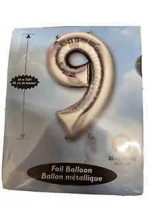 Globo de Plástico Plata 9 Números Helio Balón Cumpleaños Grande Nuevo - Imagen 1 de 1