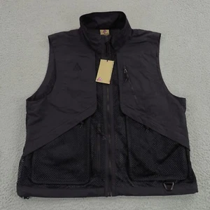 Nike ACG Gilet Uomo Piccolo Triplo Nero Maglia Utility Tasche Full Zip Trek Trail - Foto 1 di 14