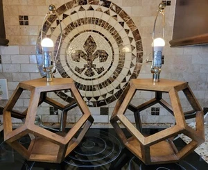 MCM RALPH LAUREN Home Collection Honeycomb Wood Table Lamp Desk Office SET OF 2 - Picture 1 of 9