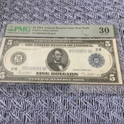 Fr.851a 1914 $5 Five Dollars Federal Reserve Note New York, PMG VF 30 EPQ #38417 - Image 1 of 4