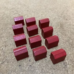 Monopoly Deluxe Edition 12 Red Wooden Hotels Replacement Pieces - Picture 1 of 6