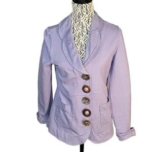 Lavender Button-Front Blazer With Pockets & Unique Buttons - Picture 1 of 5