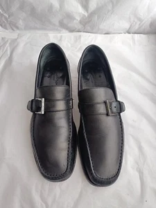 ERMENEGILDO ZEGNA Black Leather Luxury Buckle Loafers Shoes Men's 10.5D Italy - Picture 1 of 21