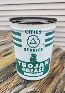 TROJAN SERVIZIO CITTÀ epoca anni 50 5 libbre GRASSO vecchia lattina di olio in latta bella!! - Foto 1 di 8