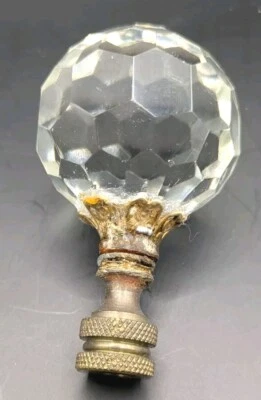 Lámpara bola facetada de cristal acabado latón pulido transparente 3" vintage antigua  Foto 1 de 4