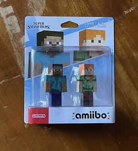 Nintendo Amiibo STEVE + ALEX set Super Smash Bros Minecraft Figure *NEW SEALED* - Picture 1 of 5