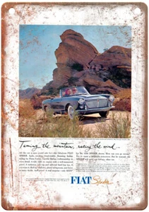 Vintage 1968 Fiat 124 Spider Auto Ad Reproduction Metal Sign A11113 - Picture 1 of 2