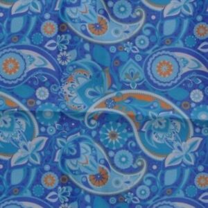 Blue Orange Paisley SATIN Ascot Cravat Pocket Square Combo Silk Blend