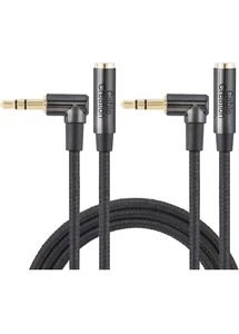 CableCreation 3.5mm Aux Extension. Right Angle Male to Female Audio Stereo Cable