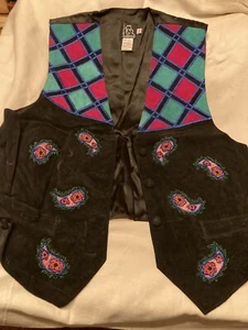 Vintage 70’s Gantos Embroidered Suede Vest L Excellent Condition - Picture 1 of 7