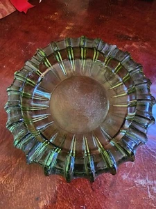 Vintage Big Fostoria Green Glass Ashtray 7.5 inch diameter - Picture 1 of 3