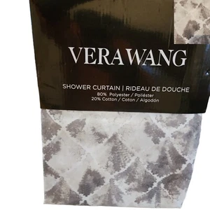 Vera Wang ABSTRAKTE grau weiße Fliese 72"x72" Baumwollmischung Duschvorhang Neu - Bild 1 von 1