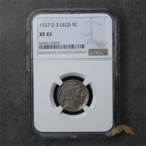 1937-D Indian Head Buffalo 3 Leg Nickel 5C - NGC XF45 - Denver - Picture 1 of 2