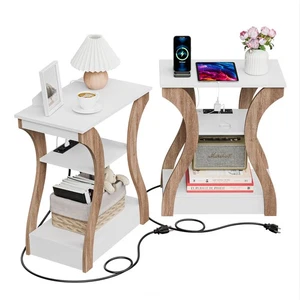 3 Tier End Table Small Bedside Table Nightstand for Bedroom Living Room 2PCS - Picture 1 of 24