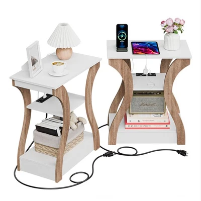 3 Tier End Table Small Bedside Table Nightstand for Bedroom Living Room 2PCS - Image 1 of 4