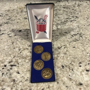 Vintage 4er Set 1776-1976 Bicentennial Commemorative Bronze Medaillons Medaillen - Bild 1 von 5